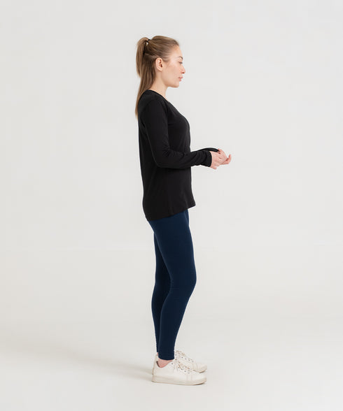 Women's Basic Long Sleeve V-Neck Tee